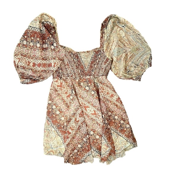 Free People Love Sick Mini Boho Dress Balloon Sleeve Size S Pink Pattern Floral - Picture 2 of 9